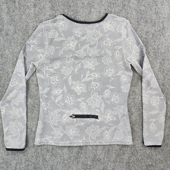Hang Ten Rash Guard Womens Small Gray Floral Long Sleeve Stretch Zip Pocket Surf - Picture 3 of 16